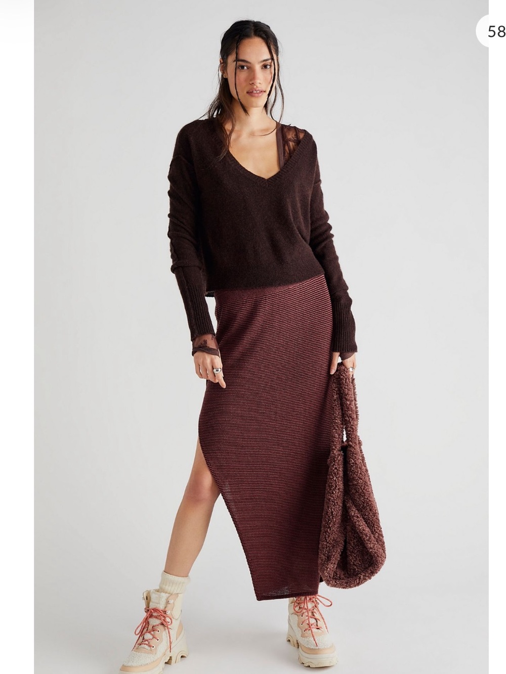 Free People Grandma's Knit Midi Skirt